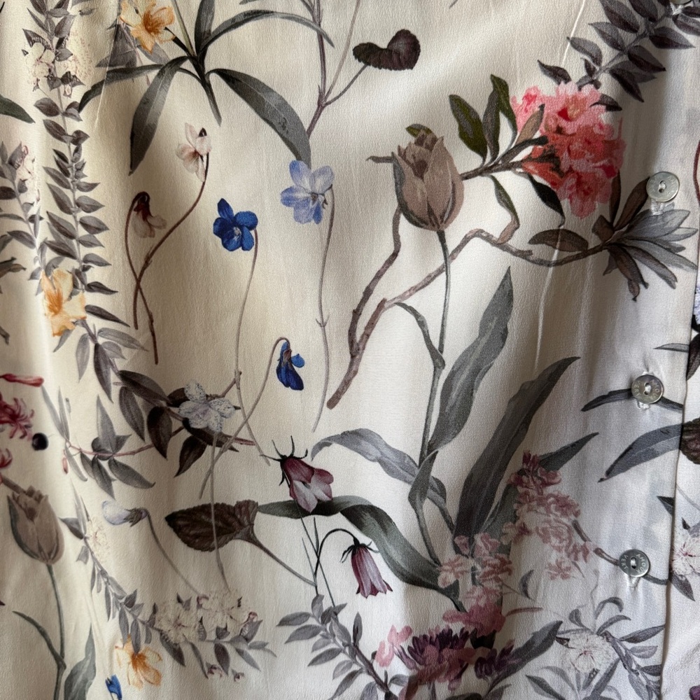 100% Silk Amour Vert Botanical Midi Skirt - Picture 3 of 10